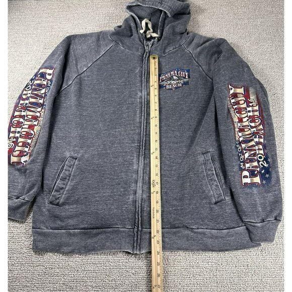 Hot Leathers Panama City Motorcycle Rally 2016 Fleece Jacket Gray Men’s Size XL - Picture 3 of 7